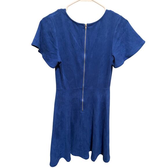 Lord & Taylor Design Lab Blue Faux Suede V-Neck Minin Dress Women's Size Small - Picture 6 of 9